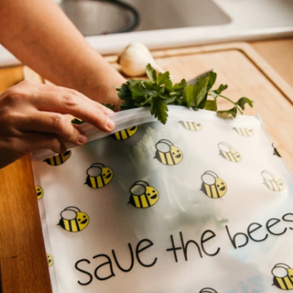 PEVA Reusable 2-piece Gallon and Quart Bag Set - "Save the Bees"