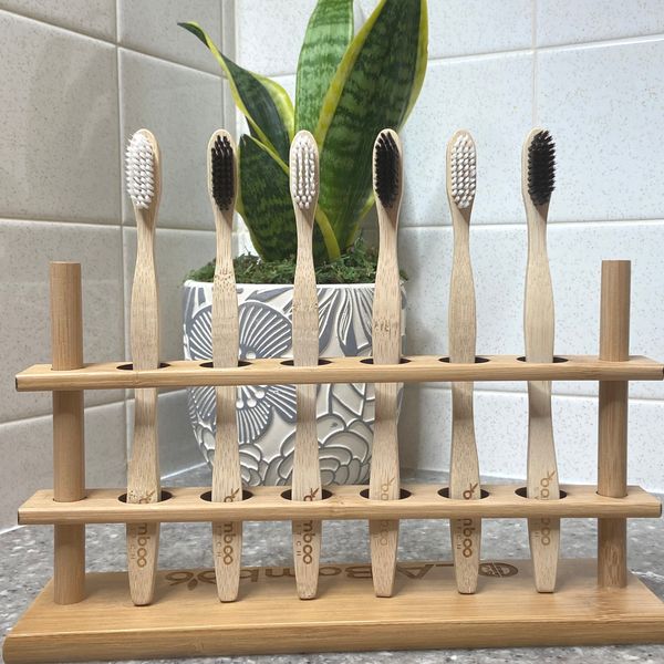 White and Black Bamboo Toothbrush Set (6)