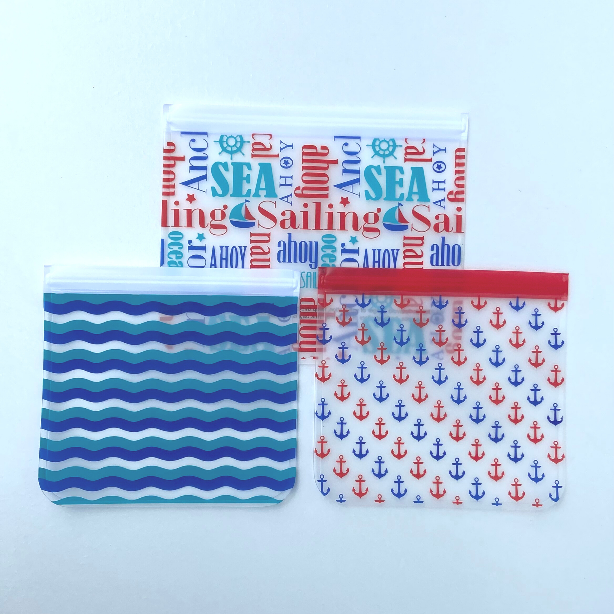 PEVA Reusable Nautical Food Grade Storage Bags XL 2 Sandwich