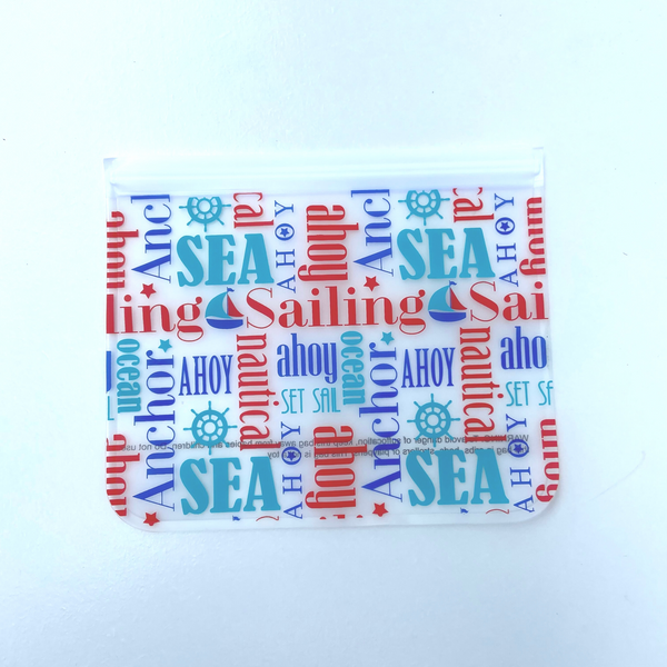 PEVA Reusable Nautical Food-Grade Storage Bags  XL & 2 Sandwich Bags 3 Piece