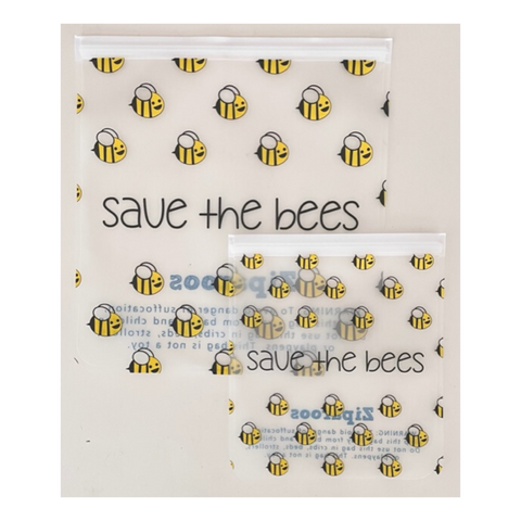 PEVA Reusable 2-piece Gallon and Quart Bag Set - "Save the Bees"