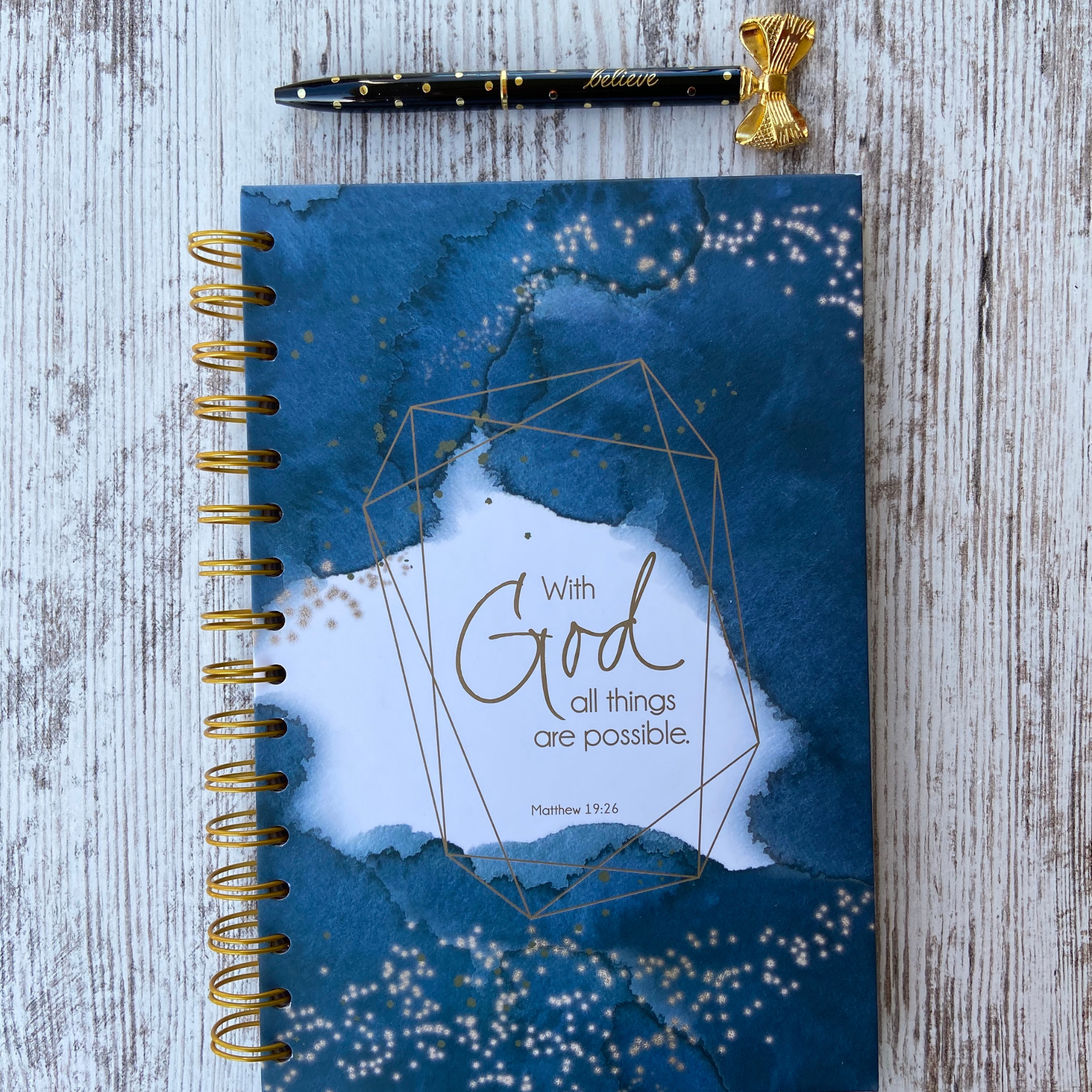 Grid Dot Journal "With God All Things are Possible" with Pen
