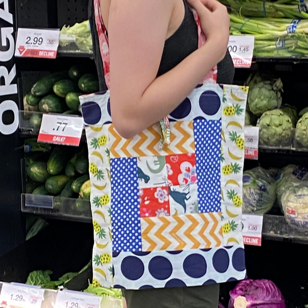 Reusable Grocery Patchwork Tote Bag